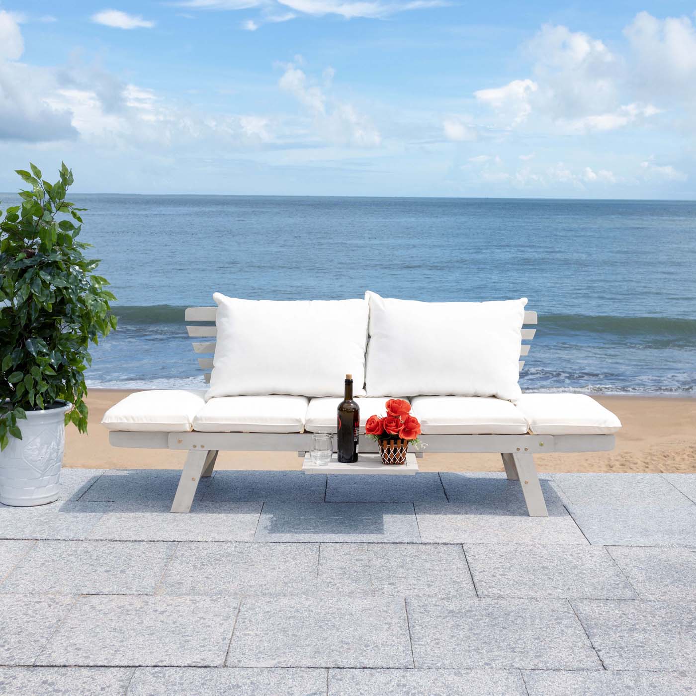 Safavieh Emely Outdoor Daybed , PAT7300 - Grey / Beige