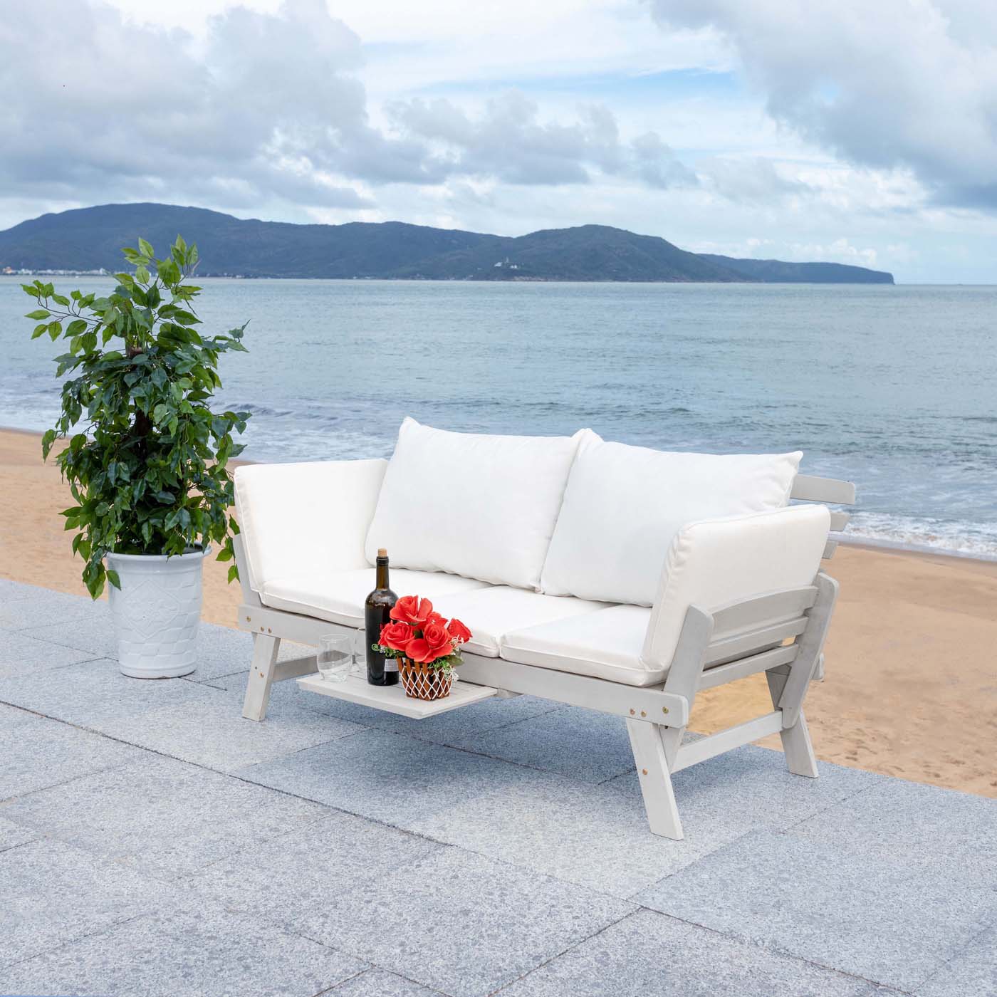 Safavieh Emely Outdoor Daybed , PAT7300 - Grey / Beige