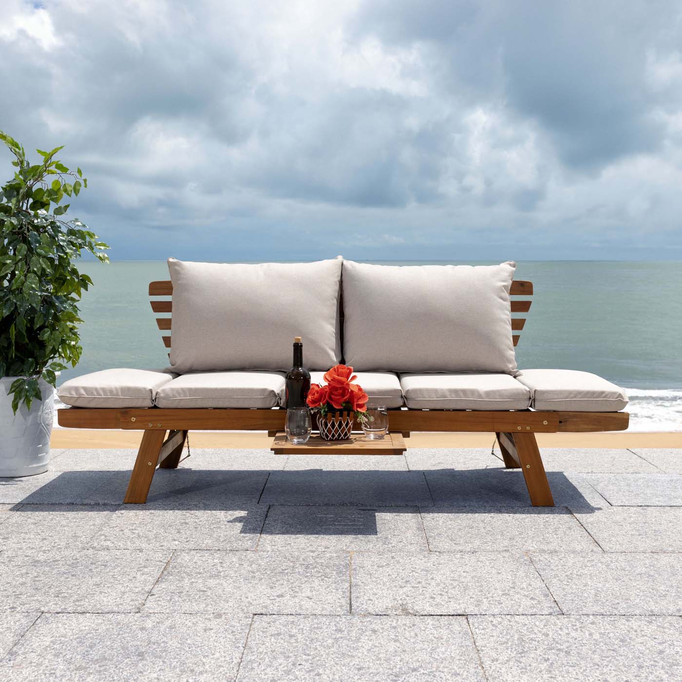 Safavieh Emely Outdoor Daybed , PAT7300 - Natural / Light Grey