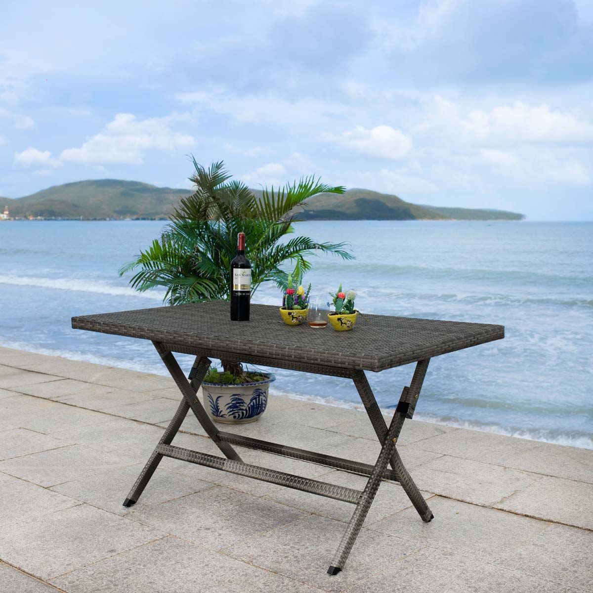 Akita Folding Table | Safavieh - PAT7503 - Grey