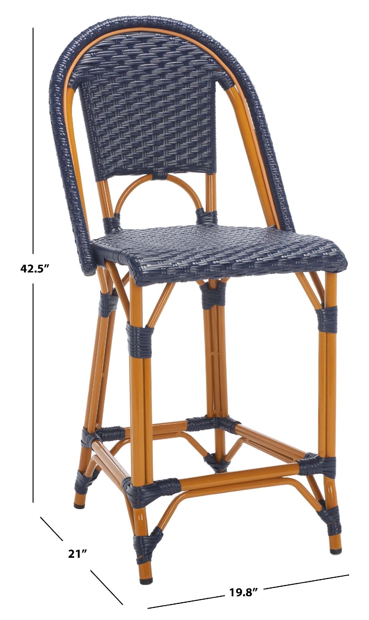 California Counter Stool | Safavieh - PAT7532 - Navy
