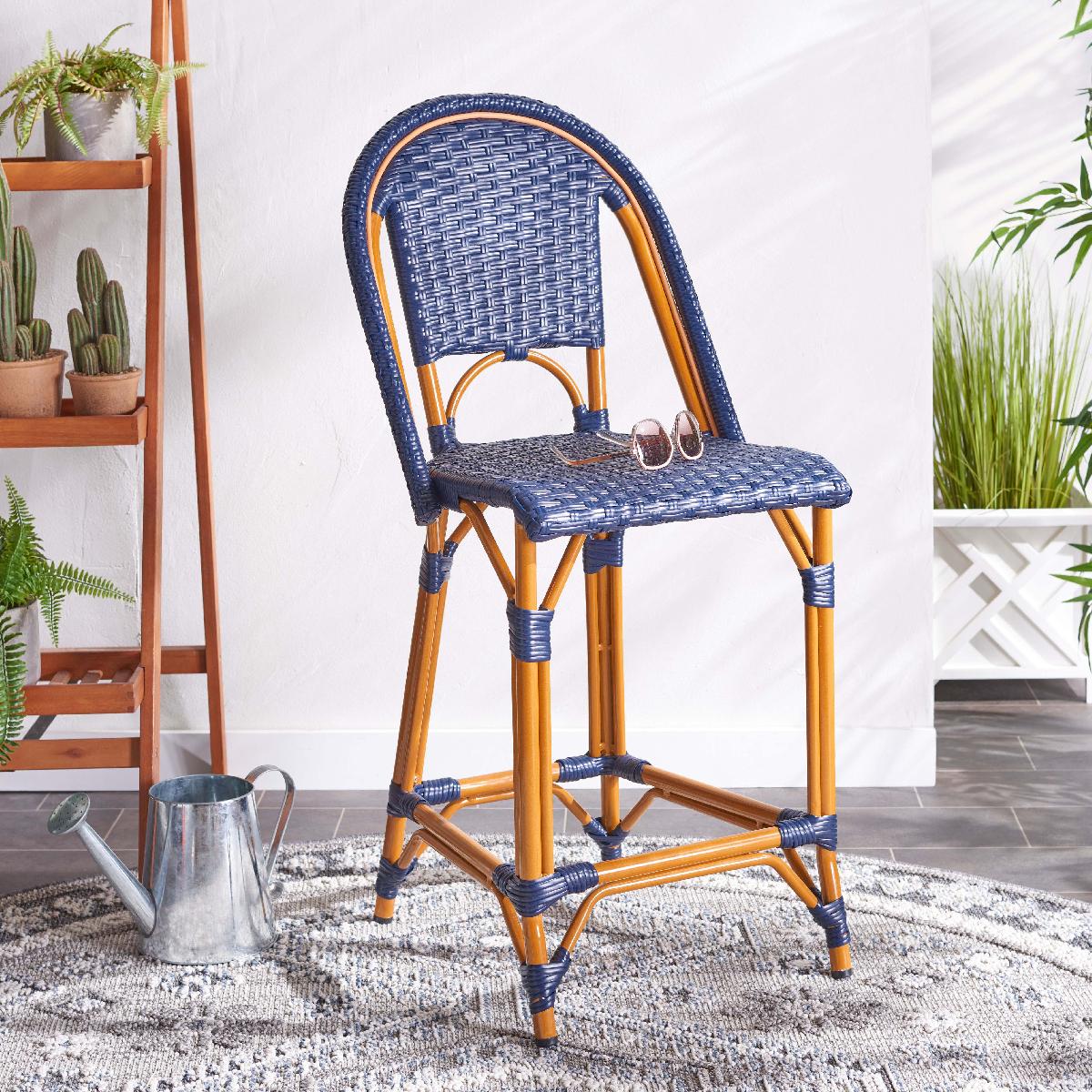 California Counter Stool | Safavieh - PAT7532 - Navy