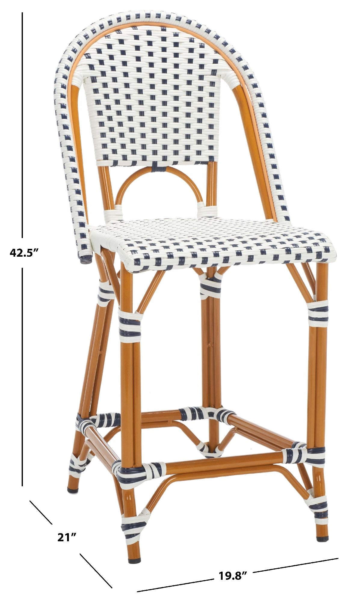 California Counter Stool | Safavieh - PAT7532 - White / Navy