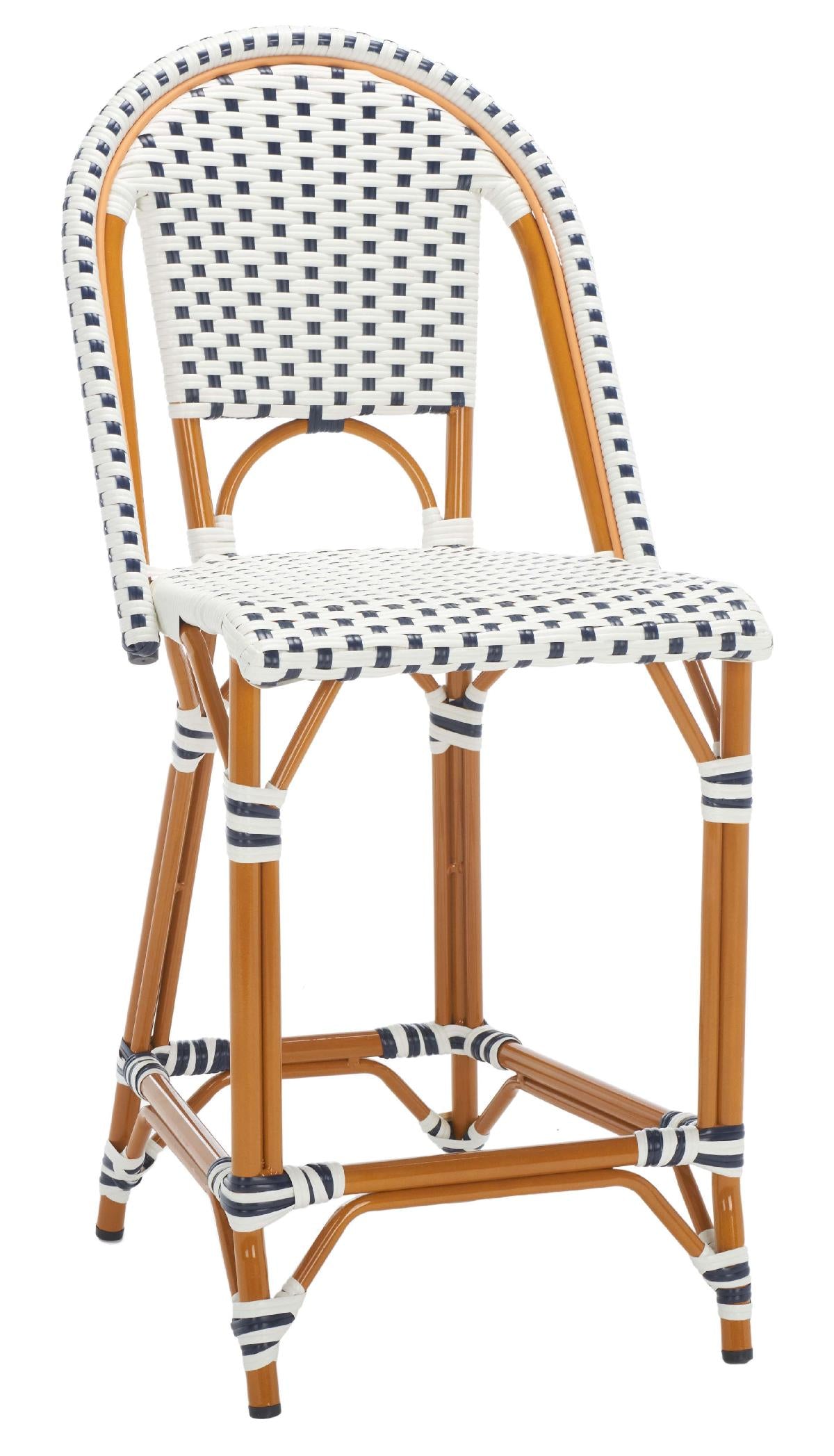 California Counter Stool | Safavieh - PAT7532 - White / Navy