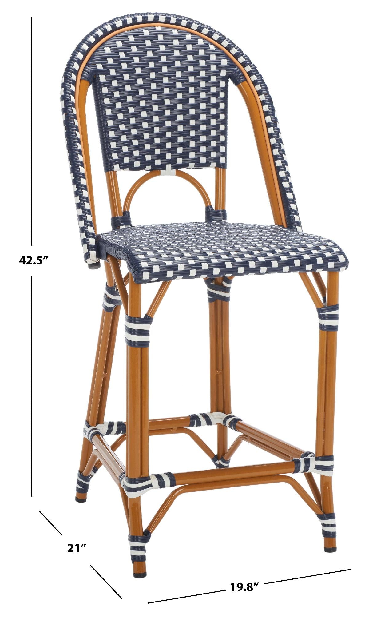 California Counter Stool | Safavieh - PAT7532 - Navy / White