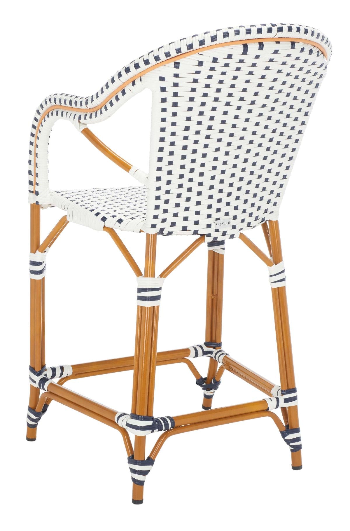 California Counter Stool W / Arms, PAT7533 - White / Navy
