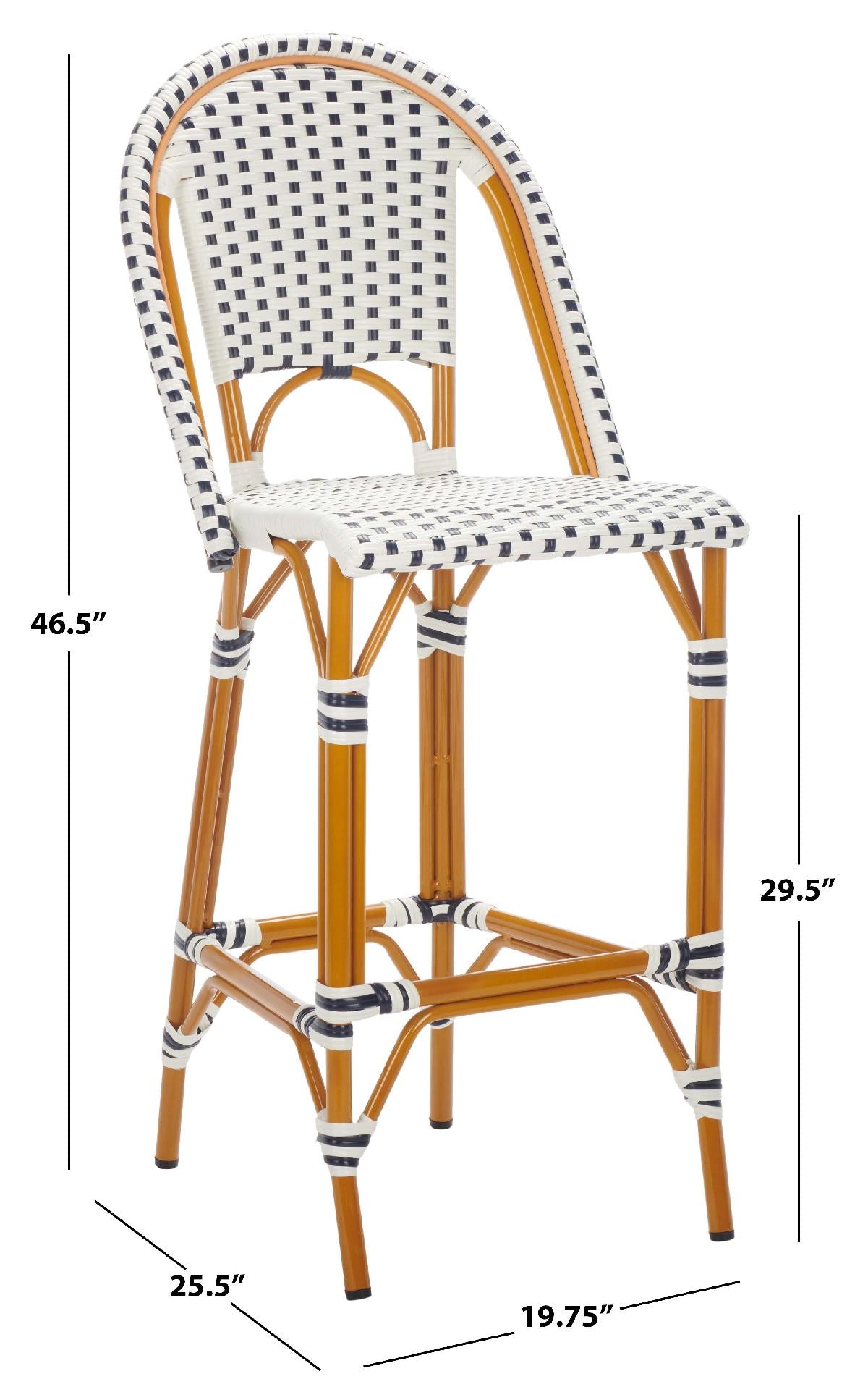 California Bar Stool | Safavieh - PAT7534 - White / Navy