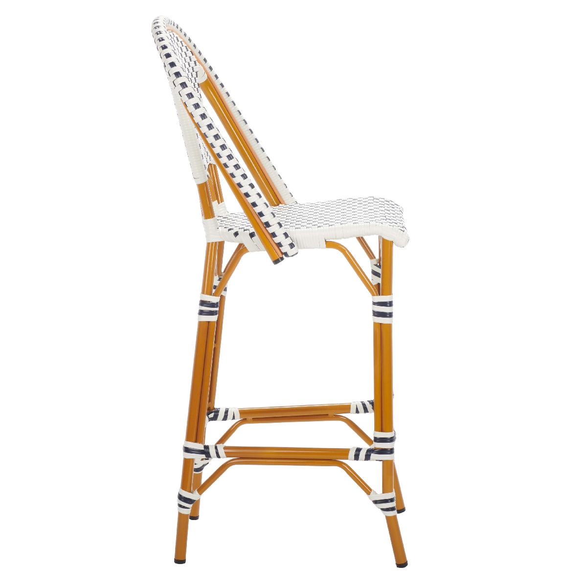 California Bar Stool | Safavieh - PAT7534 - White / Navy
