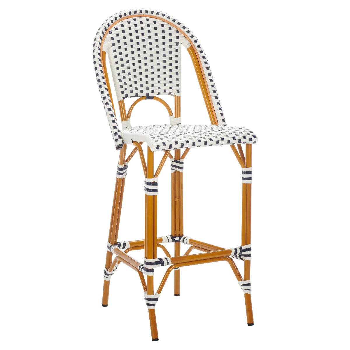 California Bar Stool | Safavieh - PAT7534 - White / Navy