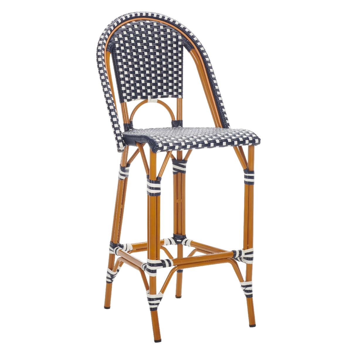 California Bar Stool | Safavieh - PAT7534 - Navy / White