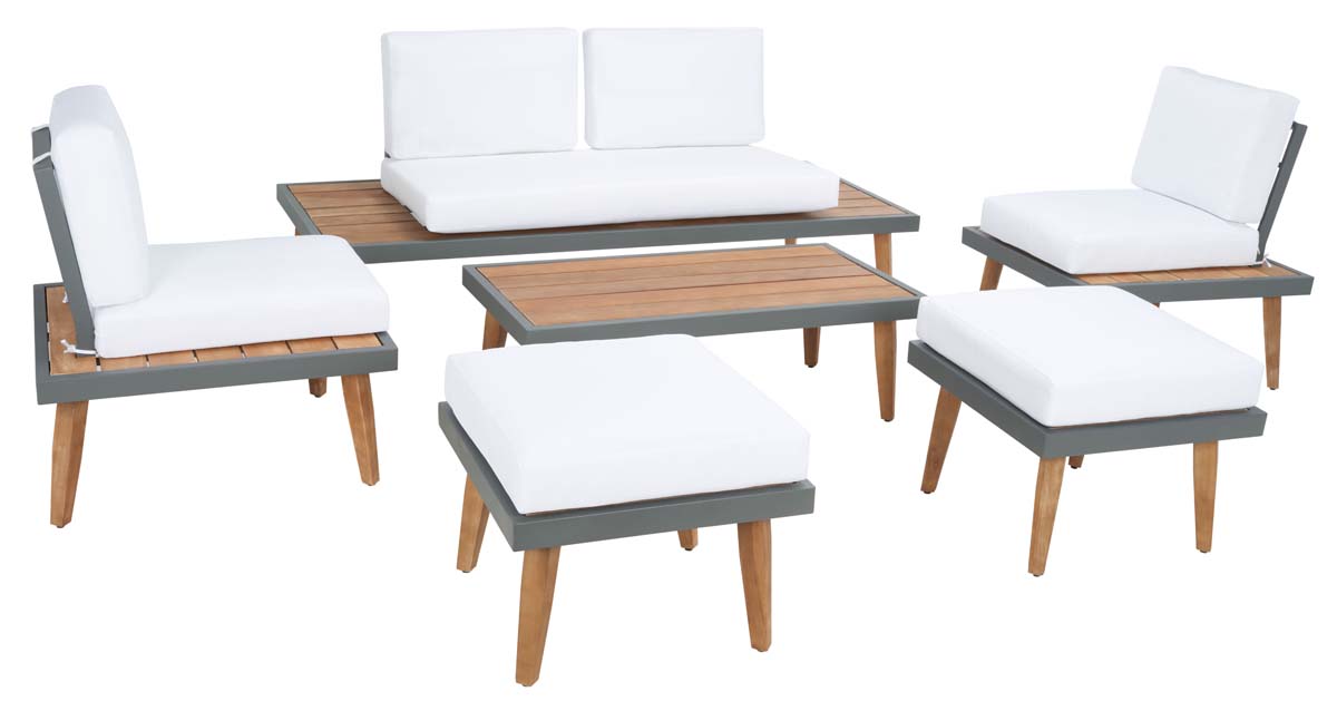 Safavieh Melbrook 6Pc Living Set/Black/White Cushion , PAT7723