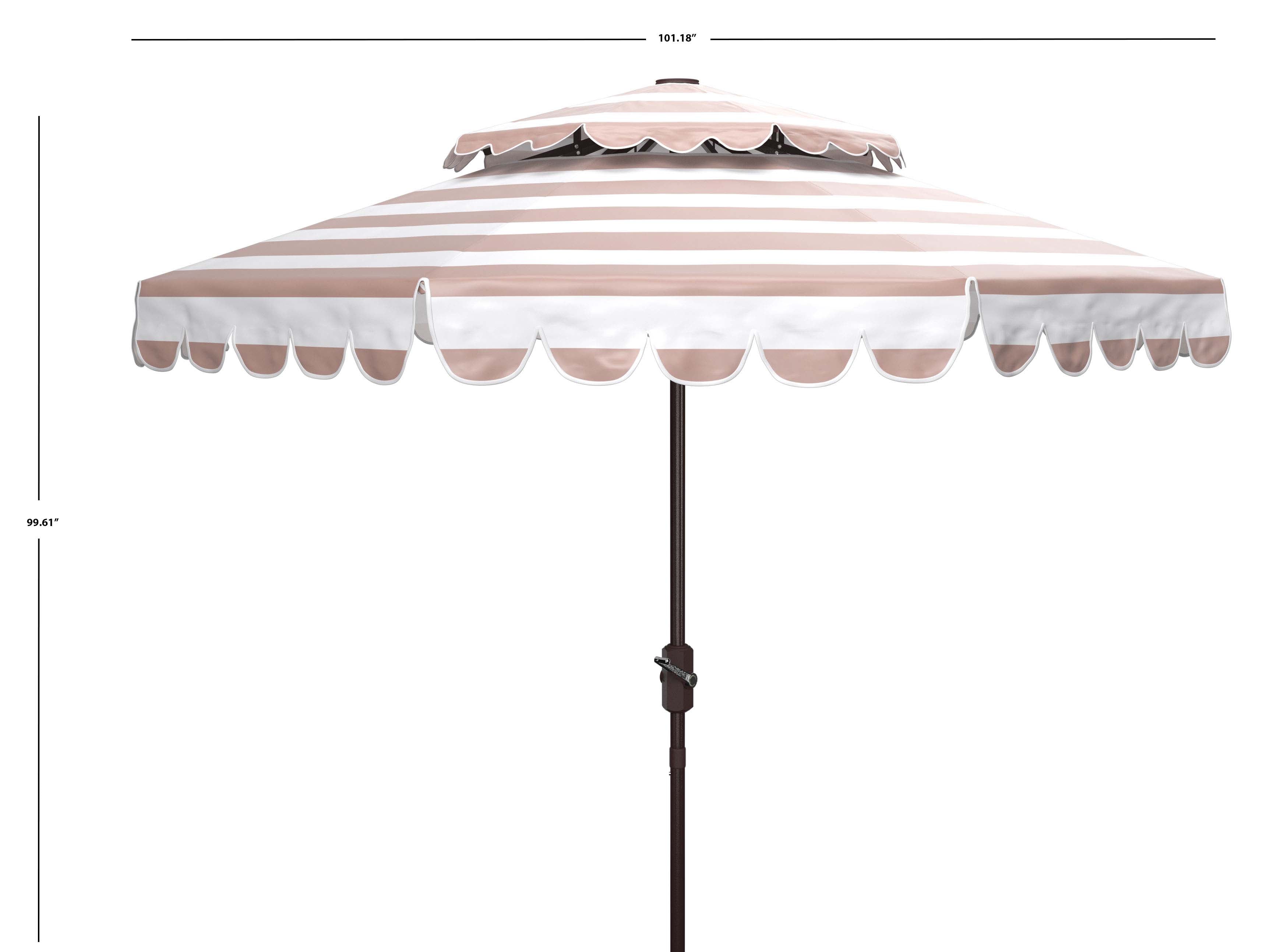 Safavieh Vienna 9Ft Rnd Double Top Crank Umbrella , PAT8211 - Beige Stripe