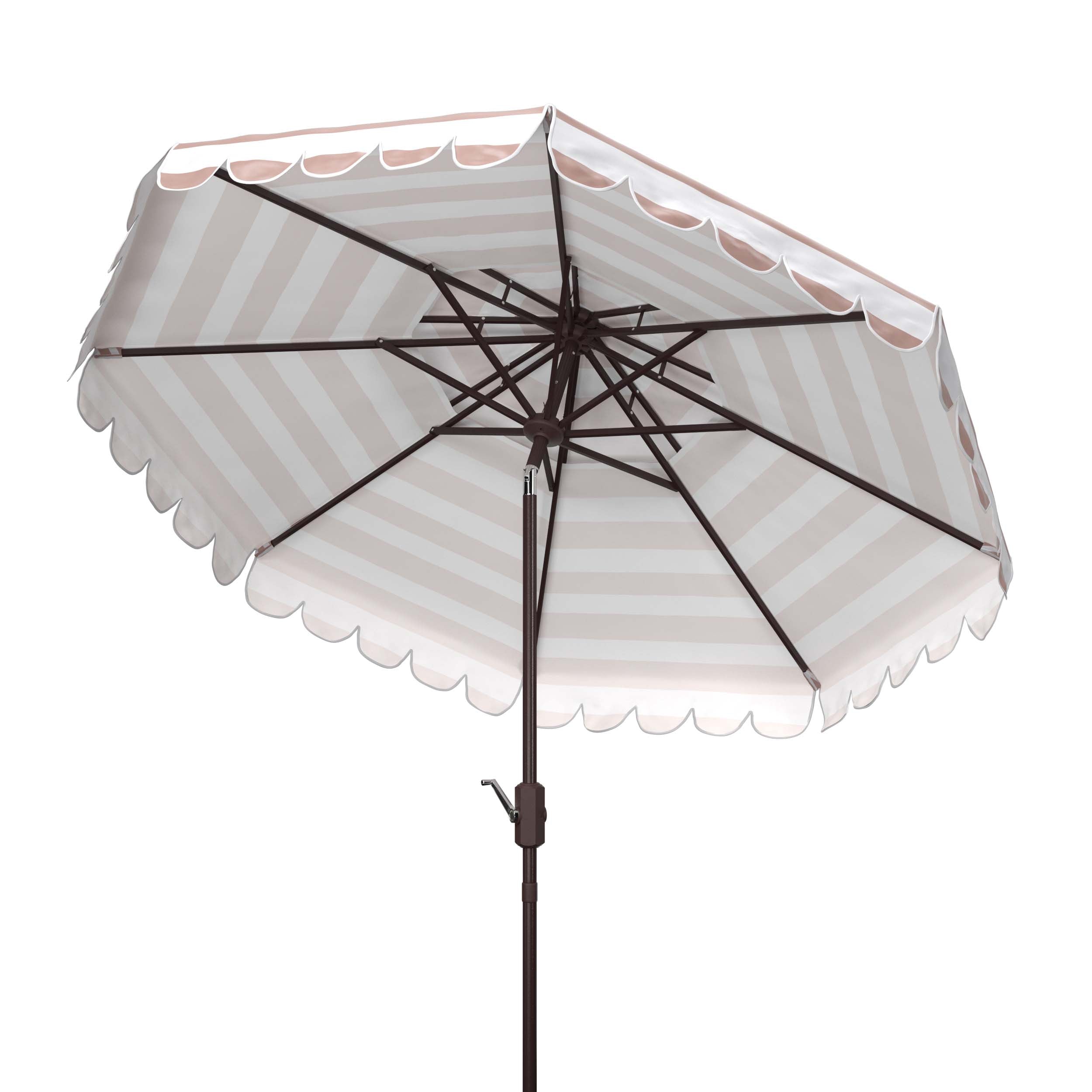 Safavieh Vienna 9Ft Rnd Double Top Crank Umbrella , PAT8211 - Beige Stripe
