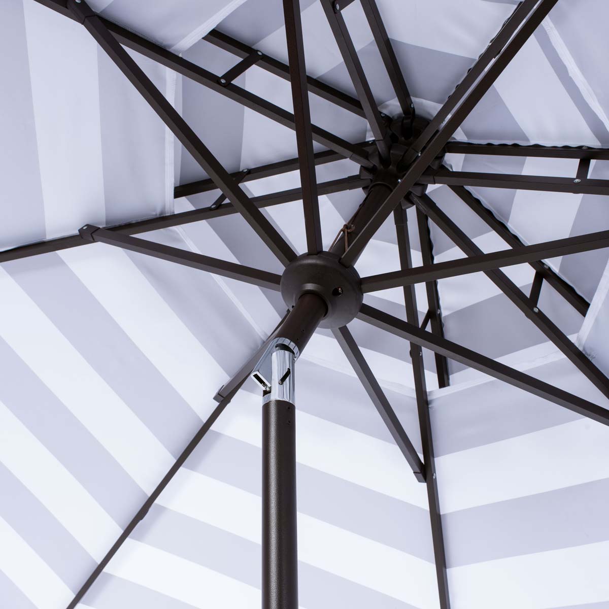 Safavieh Vienna 9Ft Rnd Double Top Crank Umbrella , PAT8211 - Grey/White