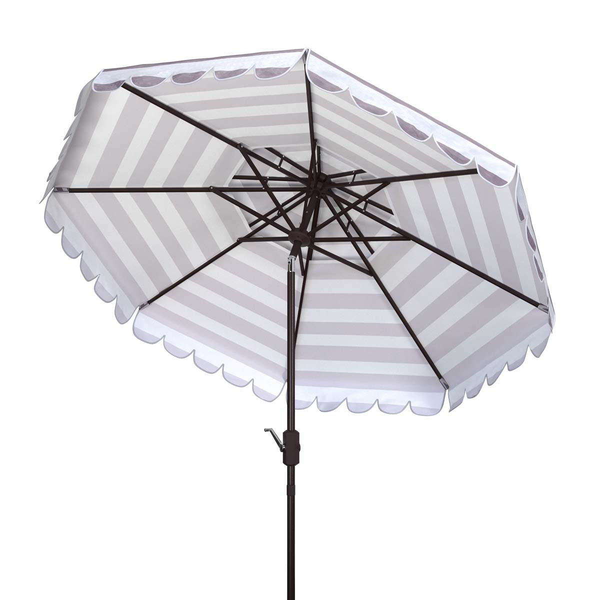 Safavieh Vienna 9Ft Rnd Double Top Crank Umbrella , PAT8211 - Grey/White