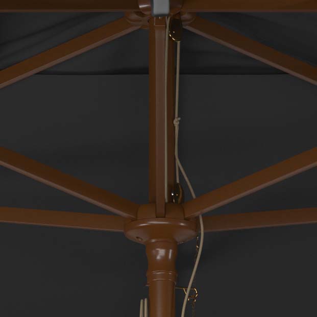 Safavieh Aklin 6.5Ft X 10Ft Rectangle Wooden Pulley Market Umbrella (No Tilt)/Beige , PAT8309 - Grey