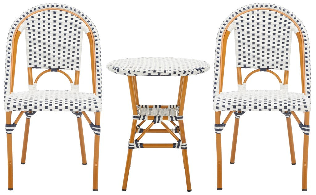 Safavieh California 3 Piece Bistro Set, PAT9505 - White / Navy