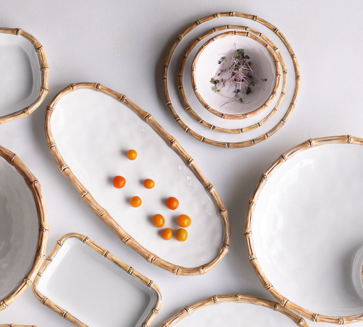 VIDA Bamboo Dinner Plate Set of 4 (White and Natural)