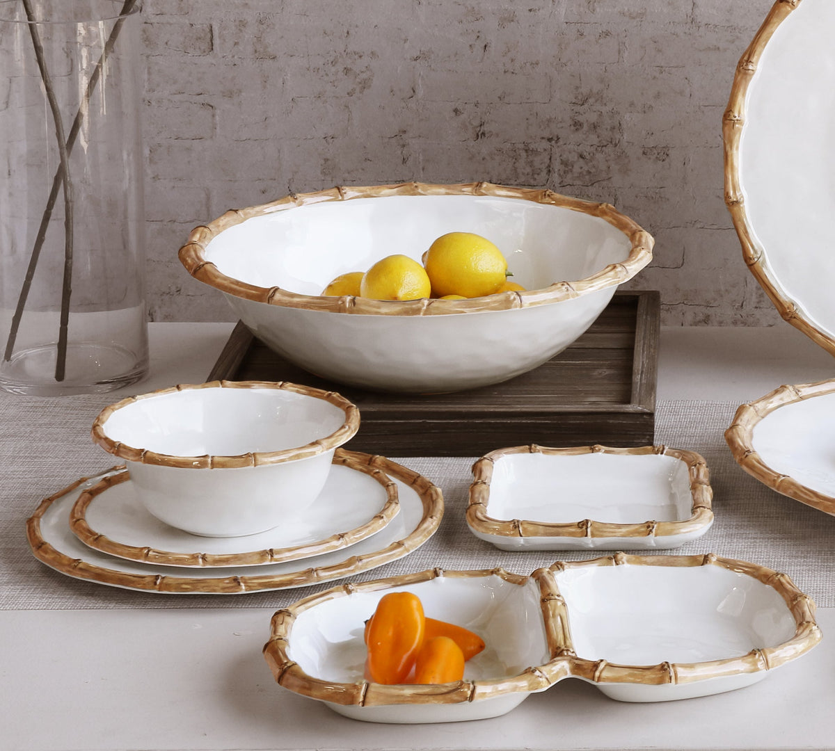 VIDA Bamboo Large Salad Bowl (White and Natural)
