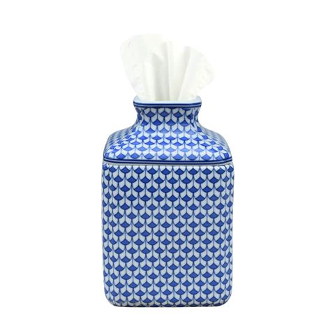 Blue & White Trellis Porcelain Tissue Holder