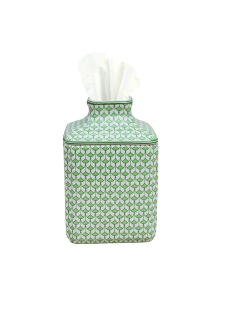 Green & White Trellis Porcelain Tissue Holder