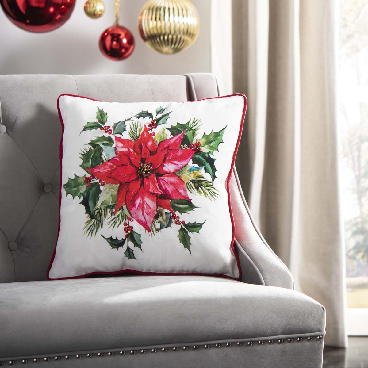 Gwendolen Pillow | Safavieh - PLS7115 - Beige/Red/Green