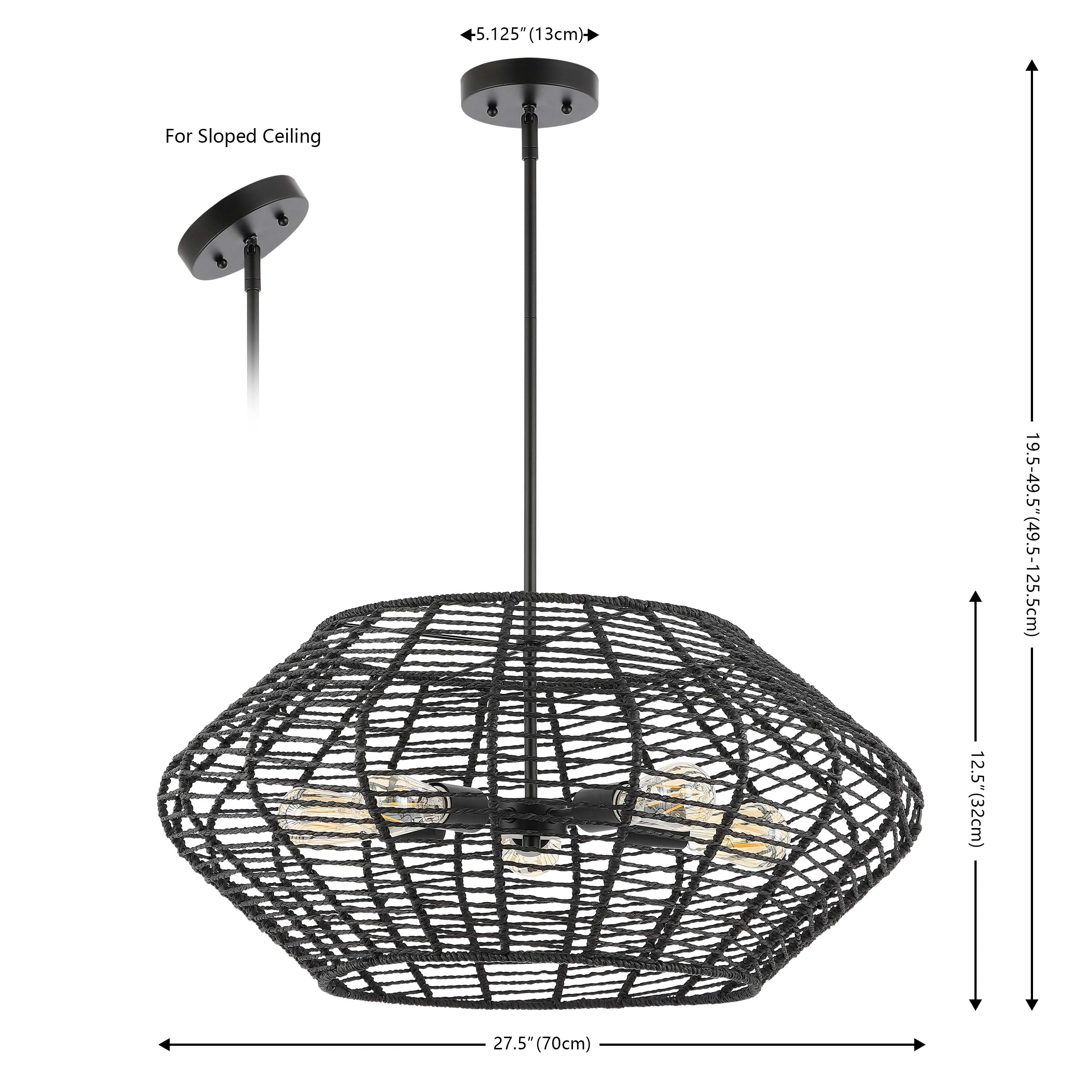 Safavieh Briza 5 Light Extendable Pendant , PND4192 - Black