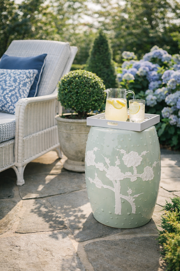 Pastel Green Cherry Blossom Garden Seat