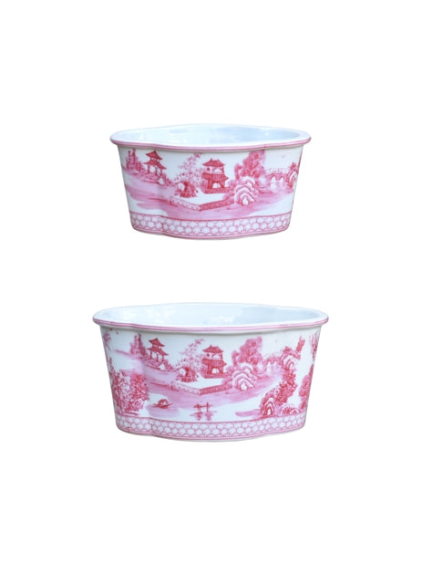 PINK CANTON CACHEPOT - Set of 2