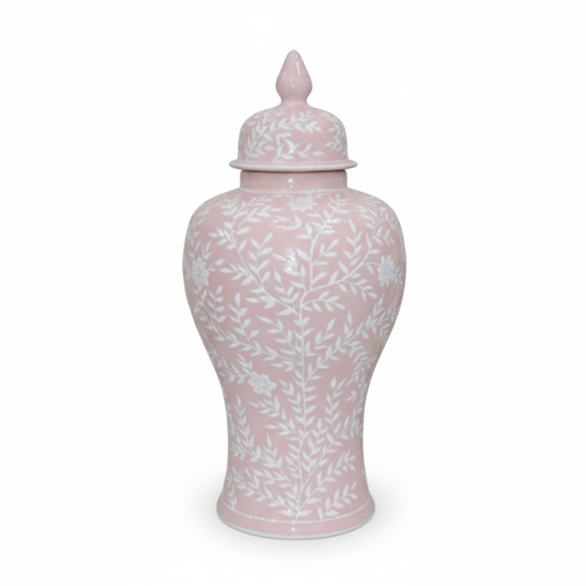 Pink & White Chinoiserie Jar (2 Sizes)