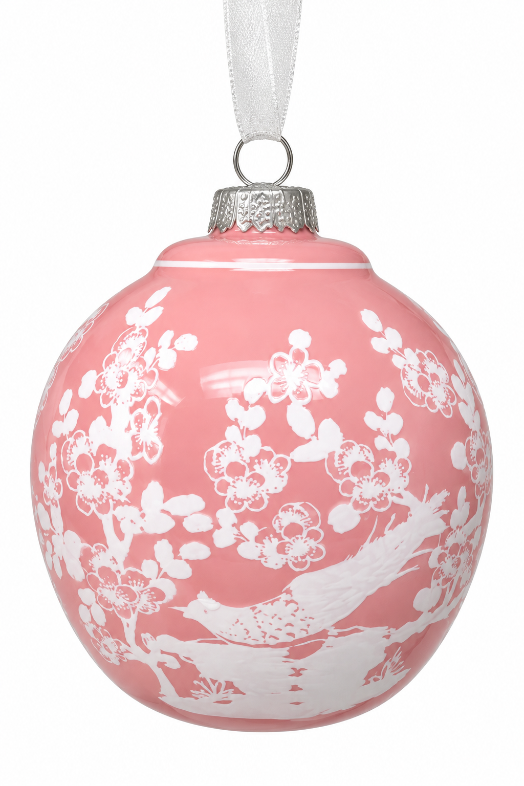 Pink & WHITE FLAT TOP PHEASANT ORNAMENT