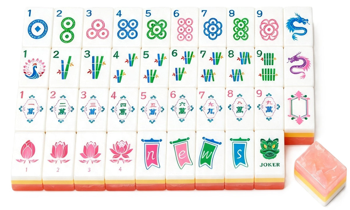 Sunset Lotus Mahjong Tile Set