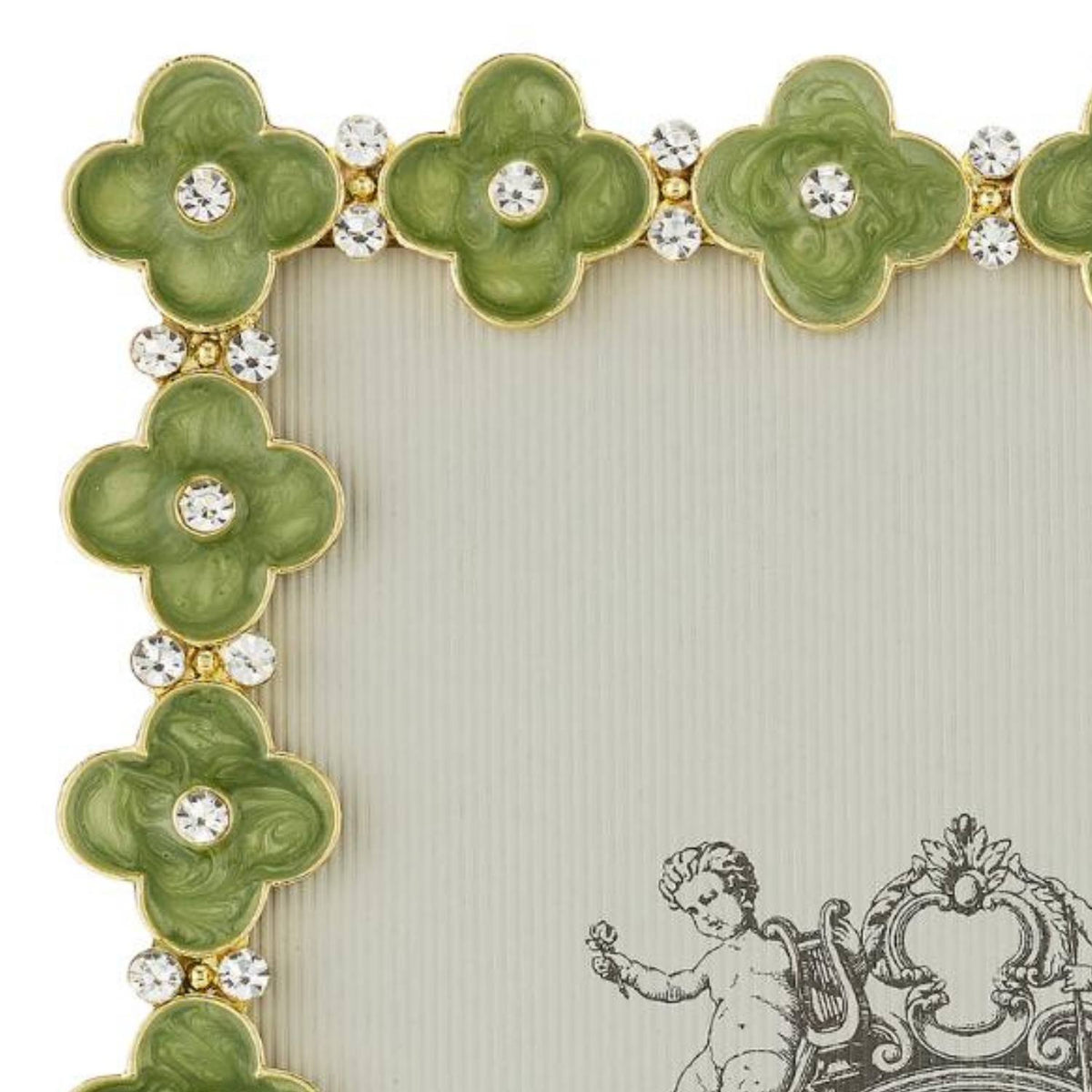 Celadon Enamel Clover 5" x 7" Picture Frame, Gold