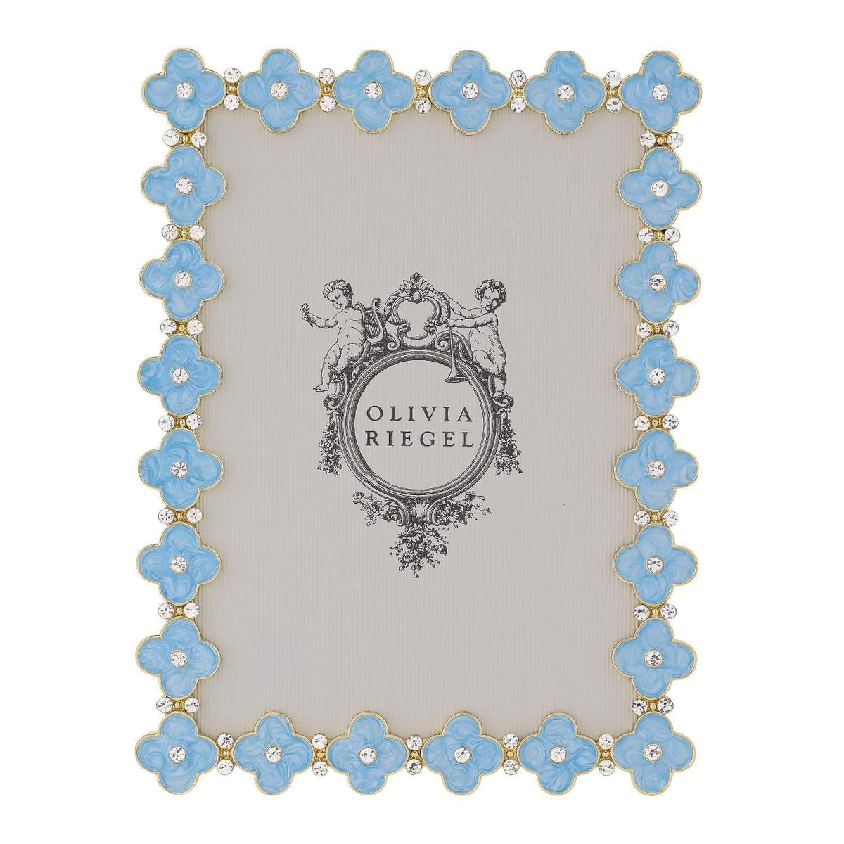 Light Blue Enamel Clover 5" x 7" Picture Frame, Gold