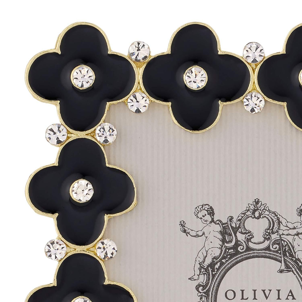 Black Enamel Clover Picture Frame, Gold