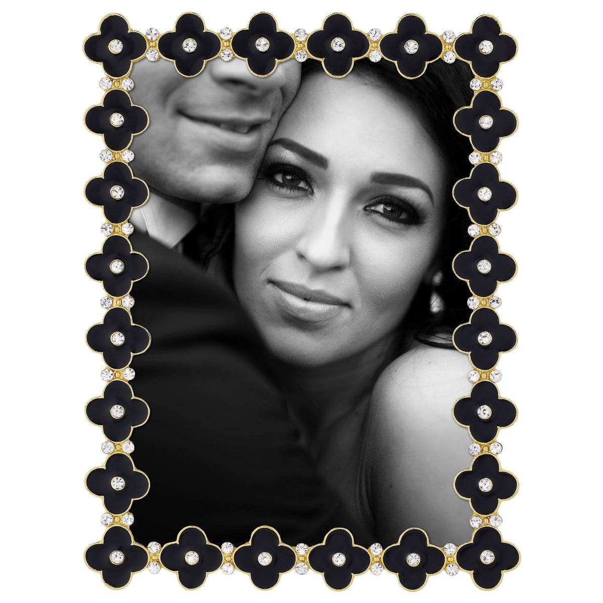 Black Enamel Clover Picture Frame, Gold