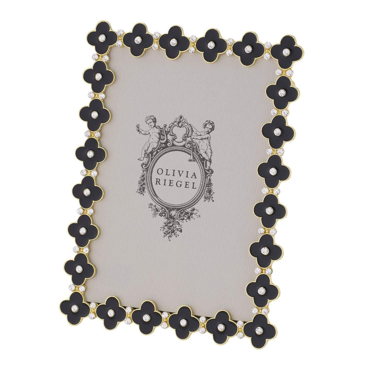 Black Enamel Clover Picture Frame, Gold