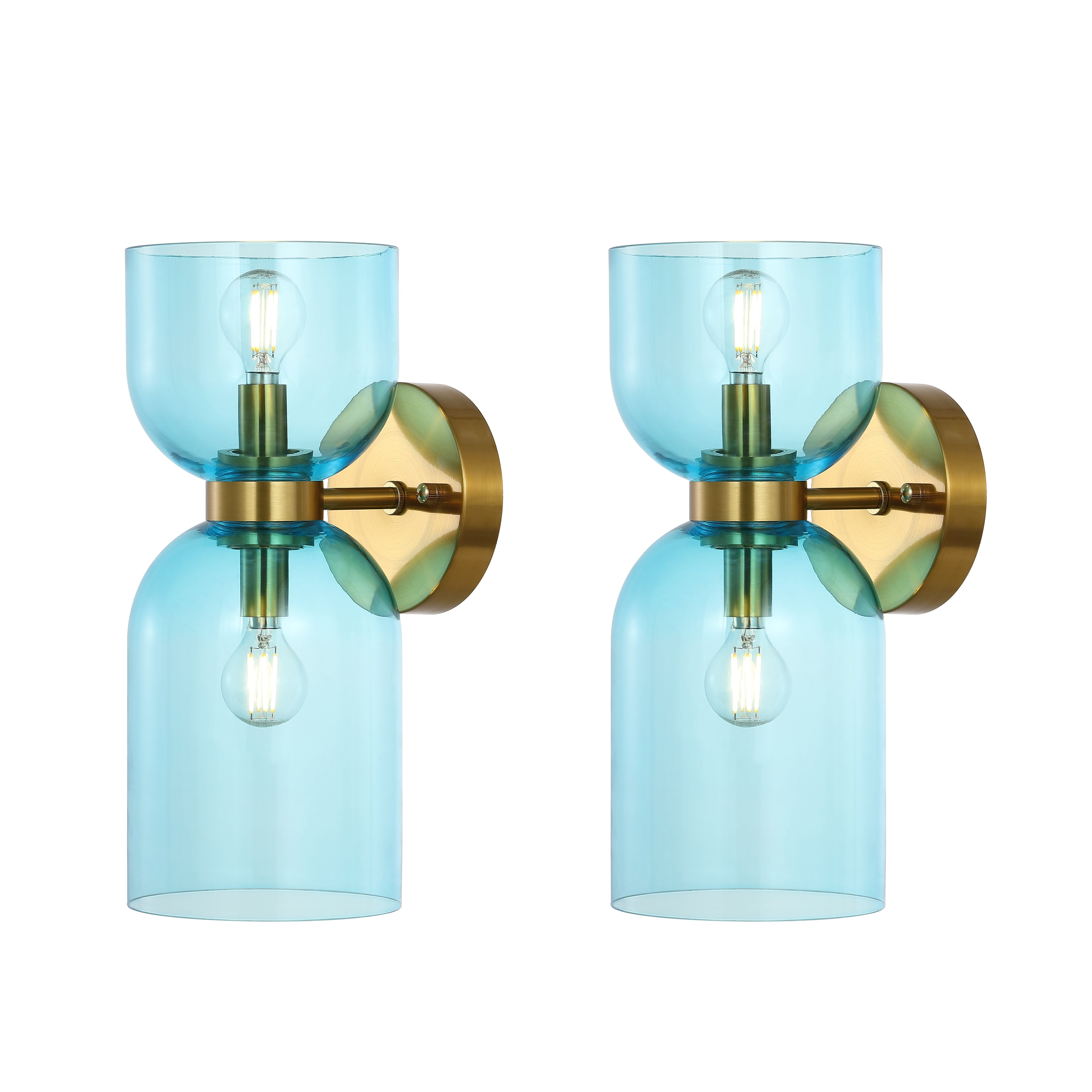 Solyn 2Lt 7 Inch Wall Sconce | Safavieh - Blue / Brass