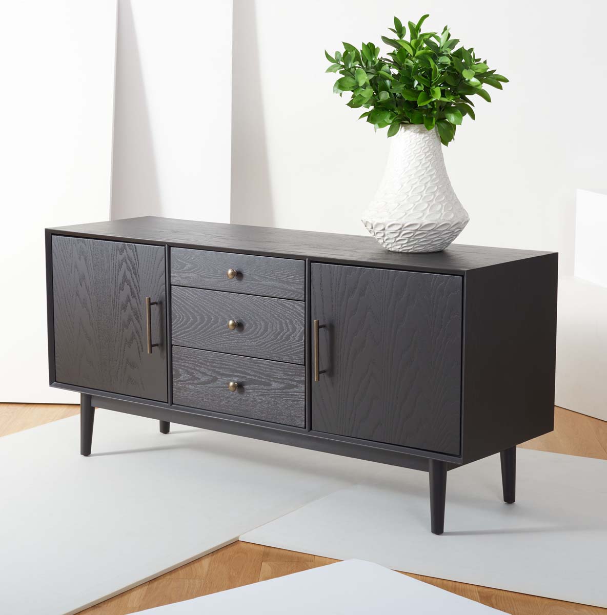 Elissa Mid-Century Large Media Stand | Safavieh Couture - SFV2115 - Black