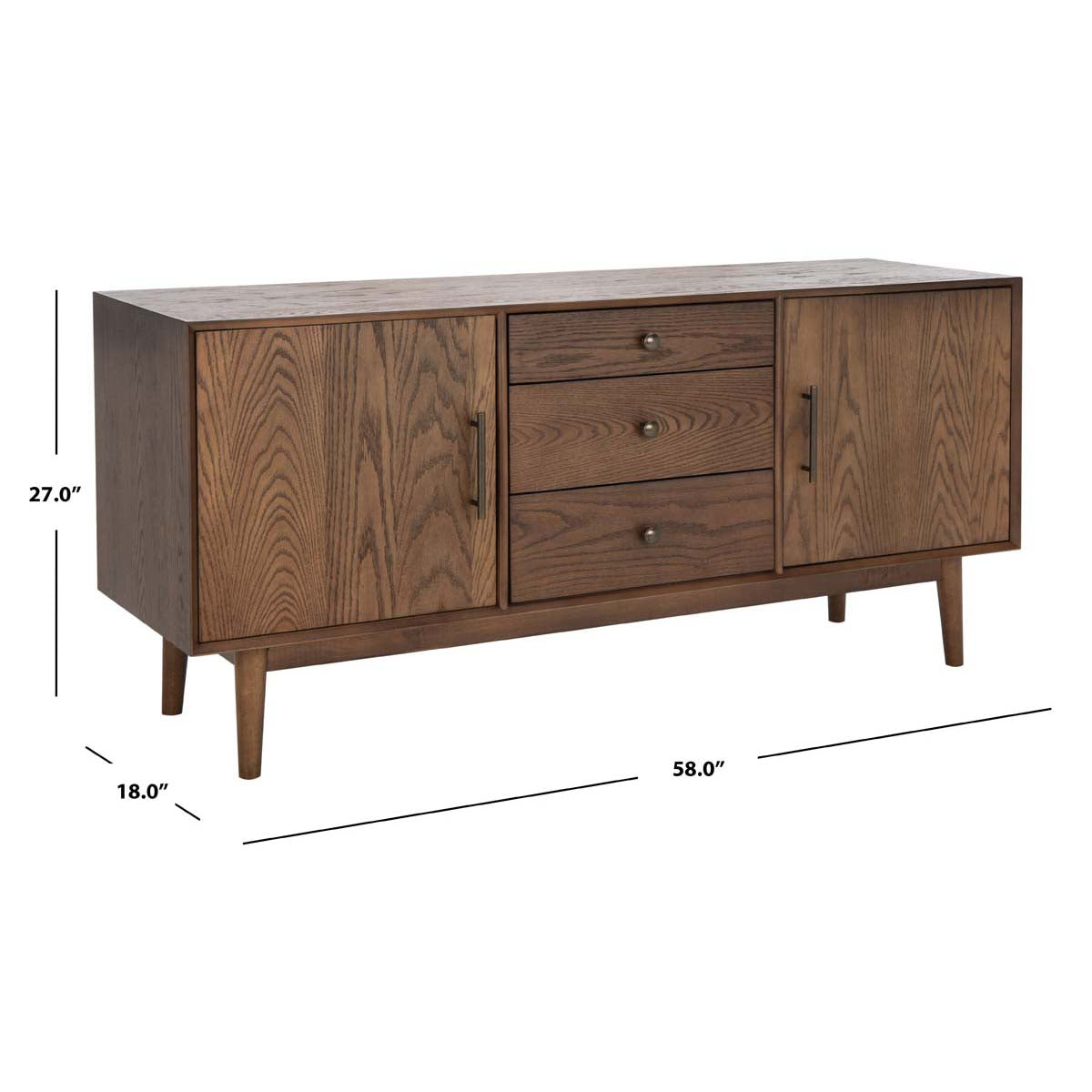 Elissa Mid-Century Large Media Stand | Safavieh Couture - SFV2115 - Medium Oak