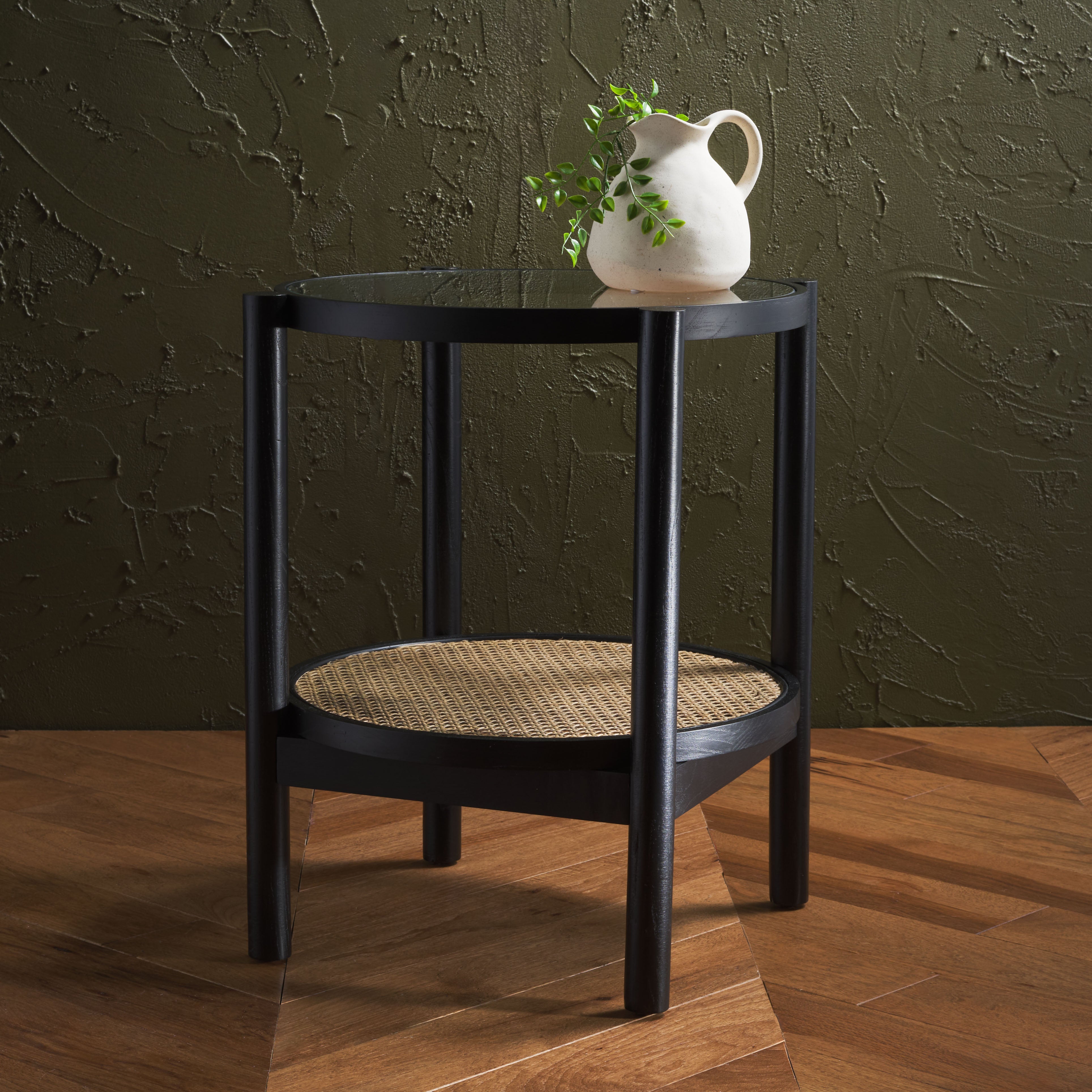 Safavieh Couture Karyna Rattan & Glass Accent Table, SFV2301