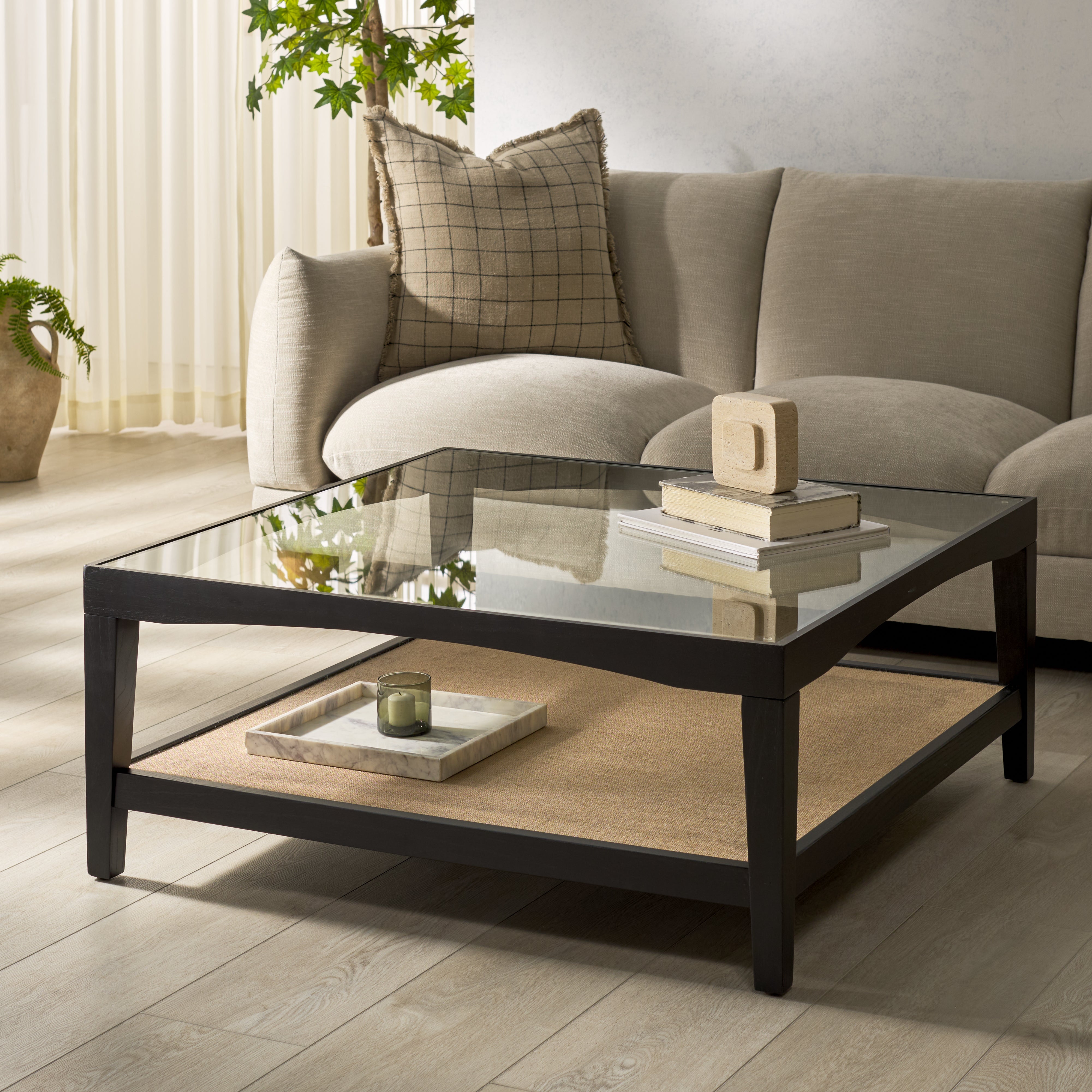 Safavieh Couture Nicolella Square Glass Coffee Table, SFV2311