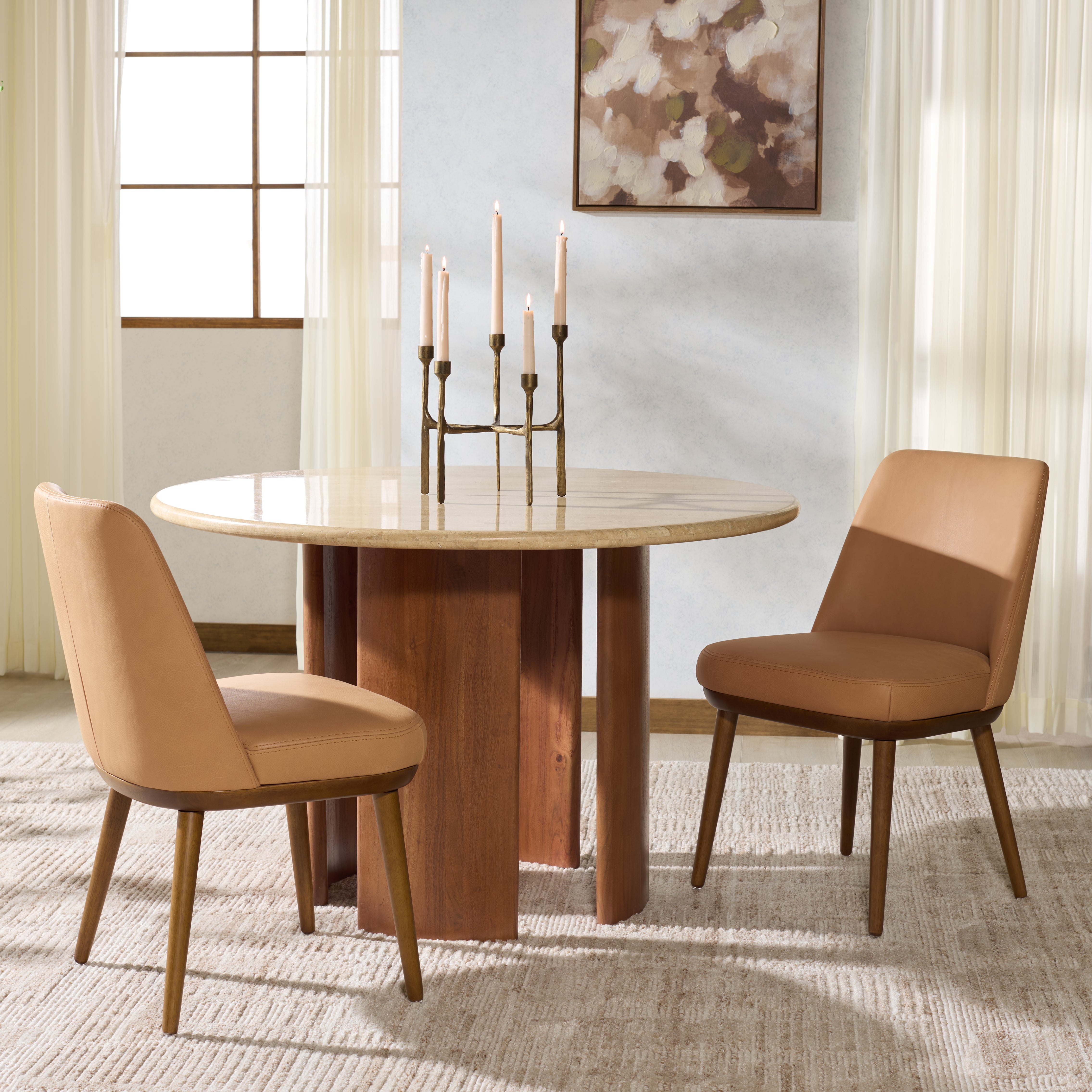 Safavieh Couture Normandy Leather Dining Chair (Set of 2), SFV2400