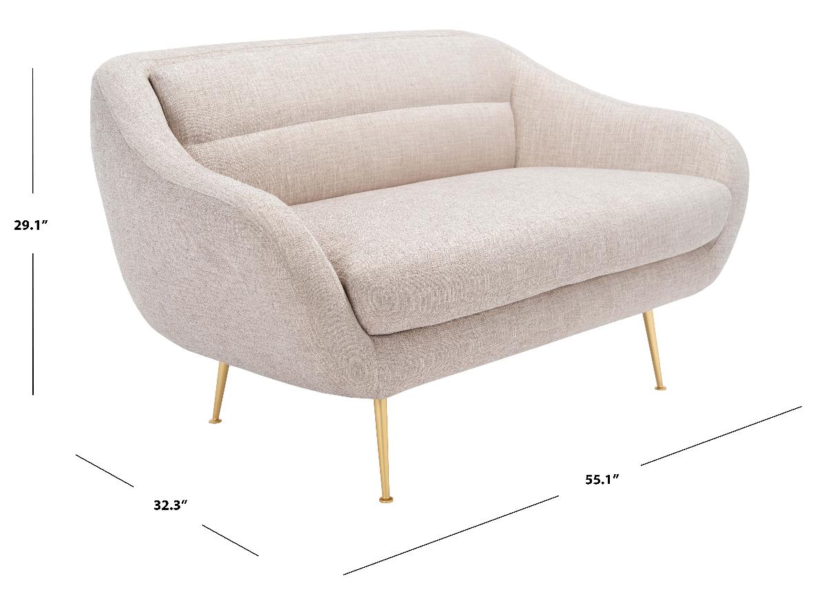 Safavieh Couture Belladonna Mid Century Loveseat - Oatmeal