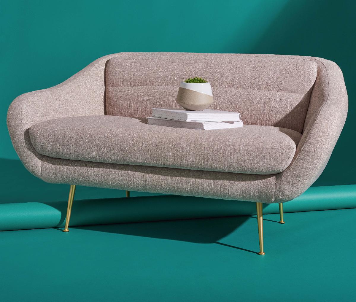 Safavieh Couture Belladonna Mid Century Loveseat - Oatmeal