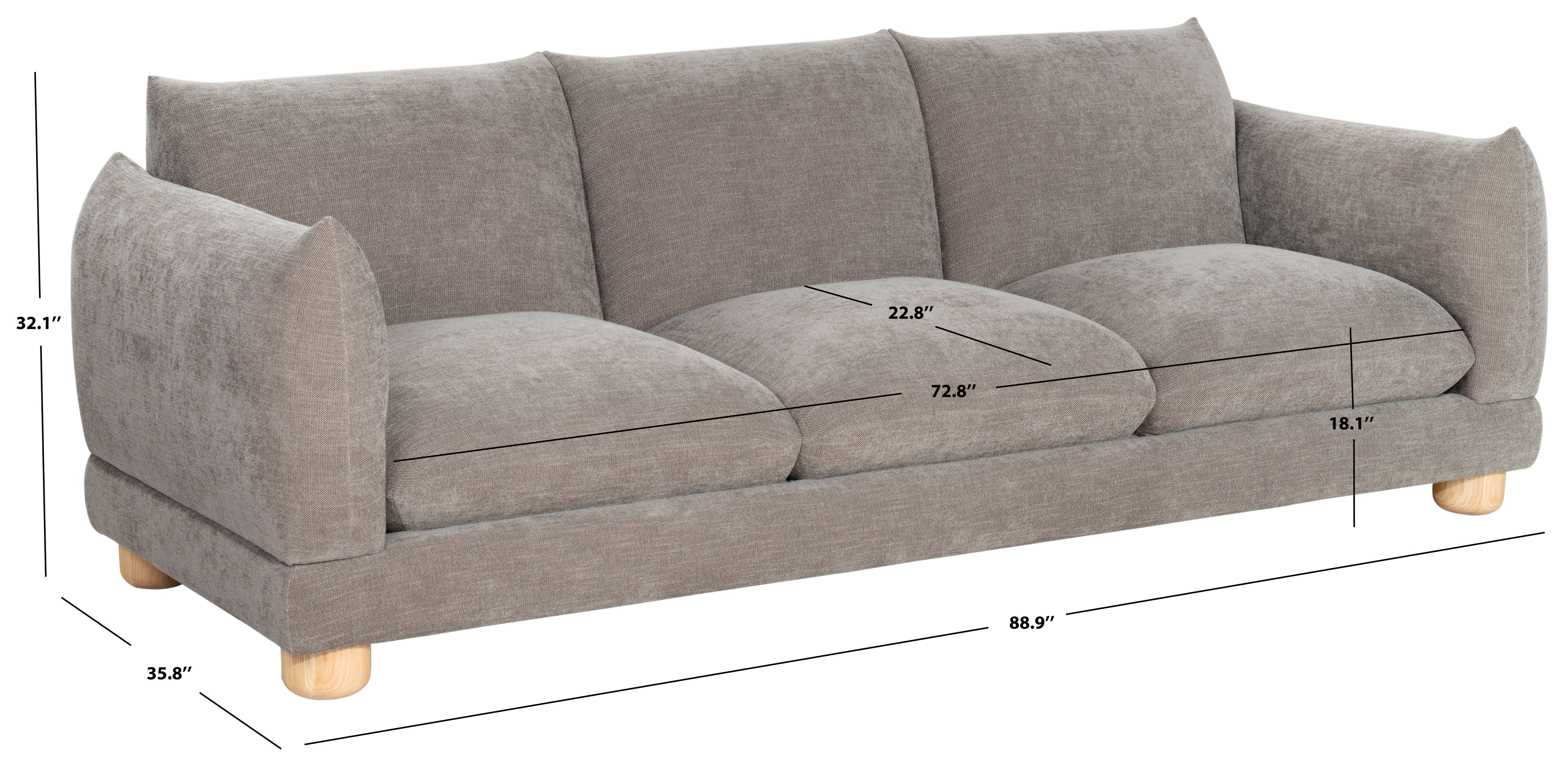 Safavieh Couture Marysa Performance Fabric Sofa, SFV4604 - Dark Brown / Natural