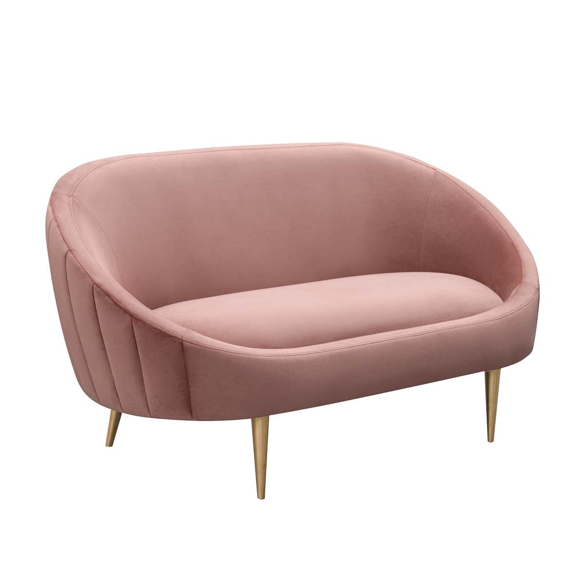 Safavieh Couture Razia Channel Tufted Tub Loveseat - Dusty Rose / Gold