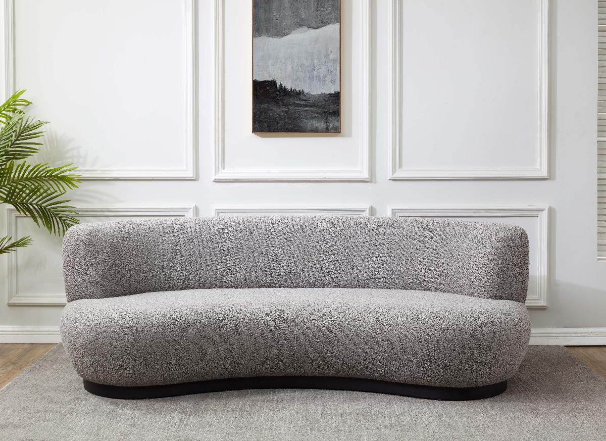 Safavieh Couture Stevie Boucle Curved Back Sofa - Light Grey / Black