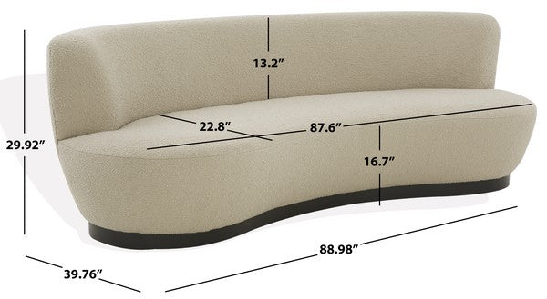 Safavieh Couture Stevie Boucle Curved Back Sofa - Oatmeal / Black