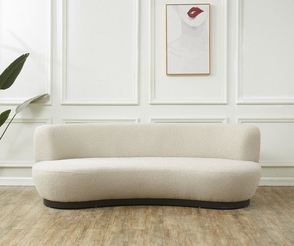 Safavieh Couture Stevie Boucle Curved Back Sofa - Oatmeal / Black